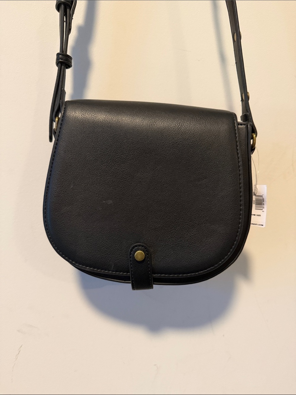 Old Navy Studded Saddle Crossbody Bag Black Faux Leather Boho Western NWT
